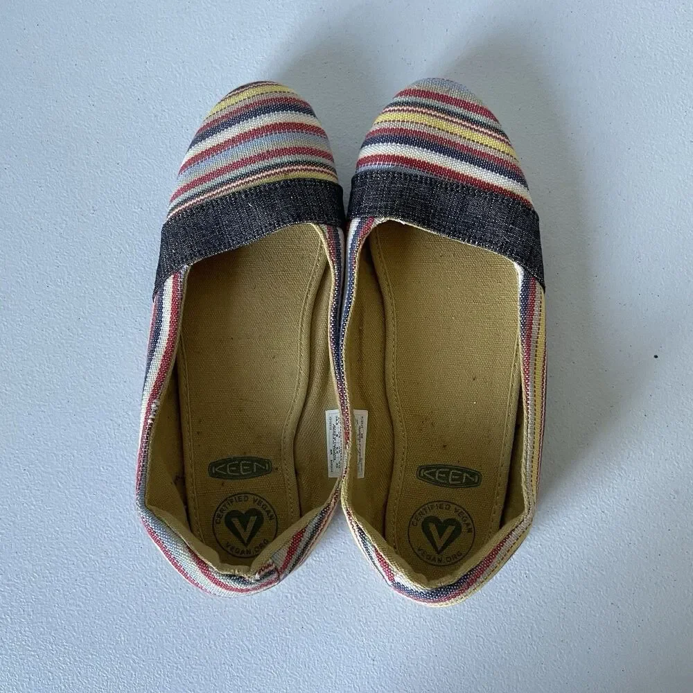 KEEN Cortona Boho Striped Canvas Ballet Flats Shoes Slip On Comfort Size 8
